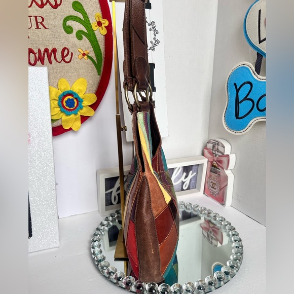 Wilsons Leather Colorful Patchwork Hobo Bag - Picture 7 of 10